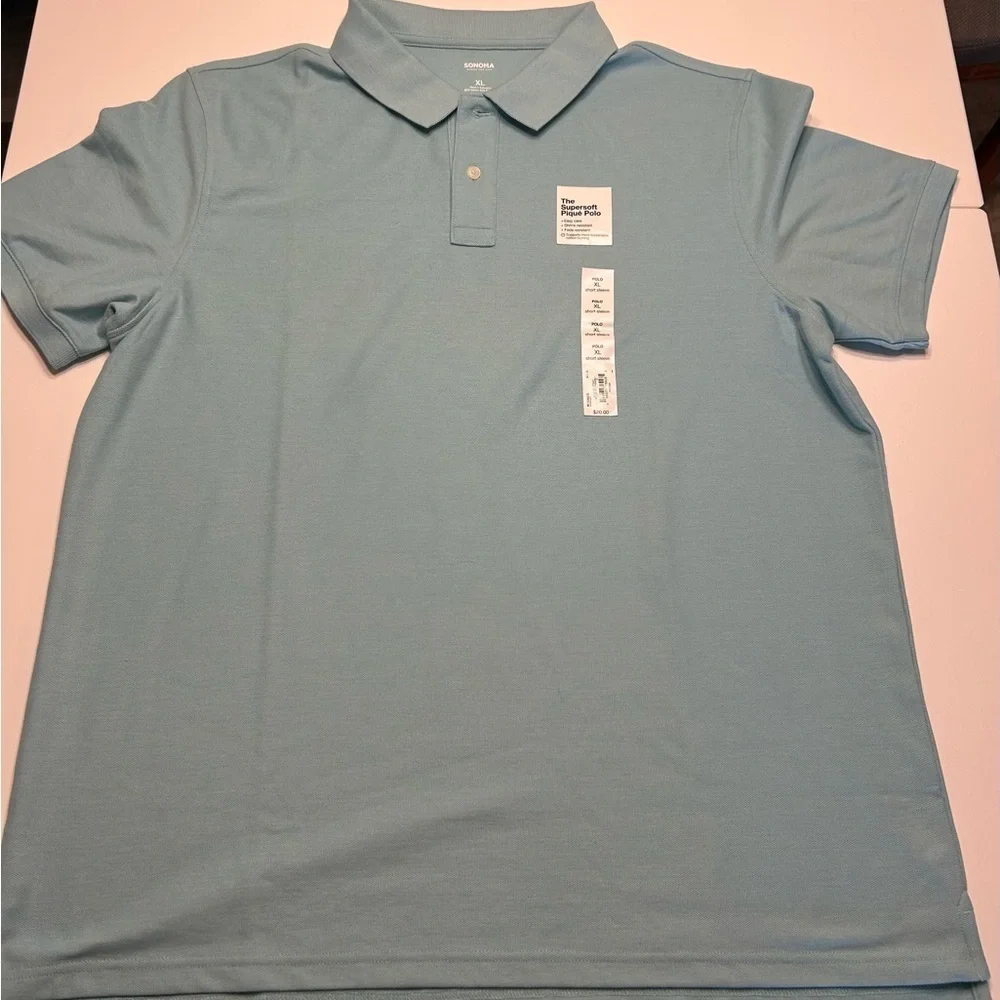 NWT Sonoma Light Blue Casual Polo Shirt Classic Design - Picture 4 of 7